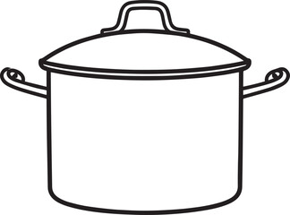 Cooking Pot Silhouette in Black | Kitchen Utensil Clipart Illustration Vector Format