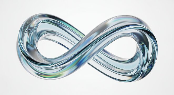 Infinity Symbol Abstract Glass Sculpture on White Background  Endless Loop Concept Stock Photo for Business or Technology Use