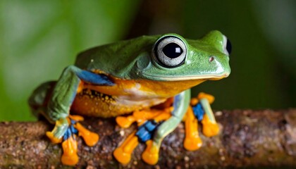 Naklejka premium Vibrant frog on branch