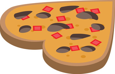 Heart shaped pizza with mushrooms and pepperoni is a symbol of love and affection, perfect for valentine's day or any romantic occasion