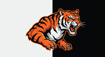 Powerful Roaring Tiger Mascot Design