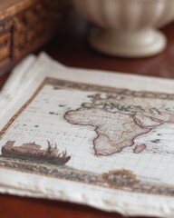 Naklejka premium Antique Map of Africa With Intricate Designs and Maritime Features From a Historical Era