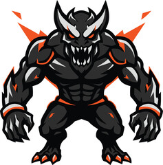 Powerful Muscular Demon Mascot Logo