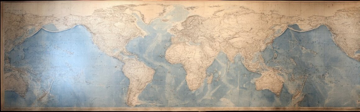Detailed Antique Map of the World Showcasing Geographical Features From a Historical Perspective