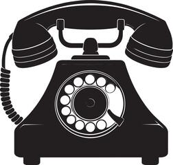 Classic Landline Phone Silhouette in Black | Retro Telephone Icon