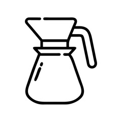 Minimalist Black and White Outline Coffee Pot Icon for Café and Breakfast Themes