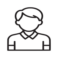 Outline style illustration of a person with short hair wearing a collared shirt and jacket