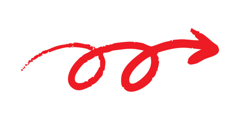 手書きのくるくる矢印 ベクター 赤