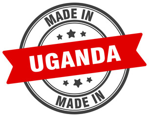 Made in Uganda round sign. Made in Uganda stamp.