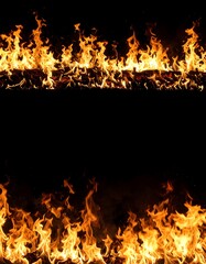 Fiery flames framing a dark space