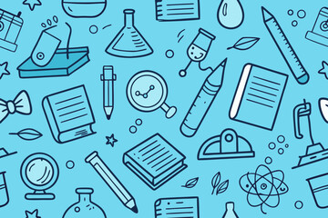 Seamless pattern vector with medical, cosmetic, and school icons illustration