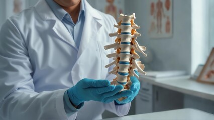 Doctor holding a spine model (1)