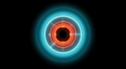 Abstract Circular Light Trails on Black Background  Dynamic Energy Rings and Neon Glow Effect for Modern Design