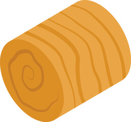 Golden round bale of hay lying on the field, creating a beautiful spiral pattern, ready for winter storage
