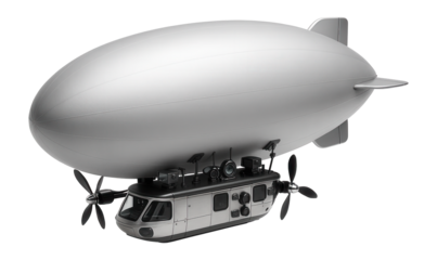 Research dirigible with scientific instruments mounted on the gondola