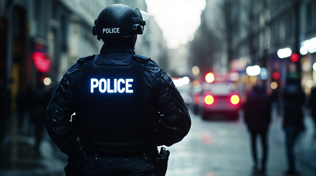 Police officer patrolling the city