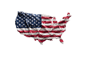 US flag draped over map of the United States