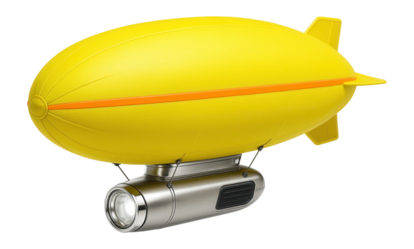 Search and rescue blimp with a spotlight and bold yellow coloring
