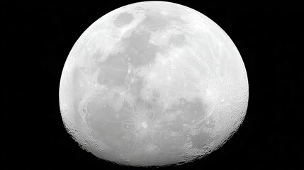 Full Moon Shines Brightly Over Night Sky, Revealing Surface Details From a Clear Viewpoint