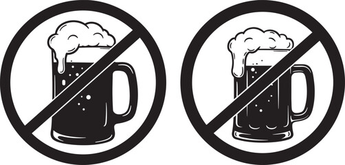 Two no beer signs silhouette