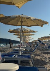 beach chairs and umbrella