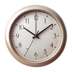 Closeup of a modern wall clock showing seven o clock on black background