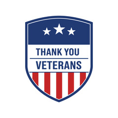 Thank You Veterans Shield, American Flag Vector, Military Tribute, Patriotic Emblem