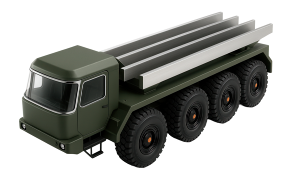 Heavy missile carrier with an integrated command module and four launch rails