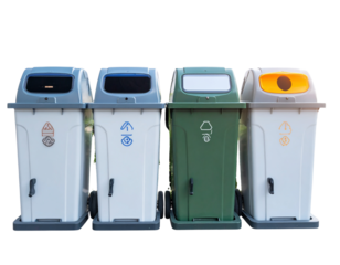 Smart Waste Bins with Built-in Sensors Isolated on Transparent Background, PNG