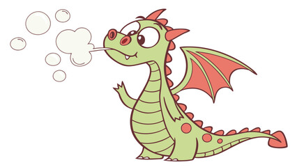 Cartoon dragon blowing bubbles