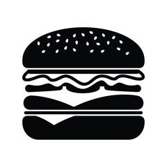 Hamburger Vector Illustration, Fast Food Icon, Cheeseburger, Beef Patty, Junk Food Graphic