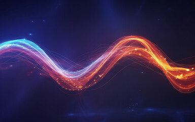 Obraz premium Luminous blue and orange energy wave with glowing particles