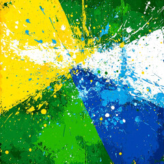 Vibrant Yellow Blue Green Paint Splatter Explosion Abstract Background bright