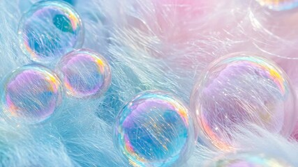Pastel bubbles in ethereal, fluffy surroundings with iridescent highlights - Powered by Adobe
