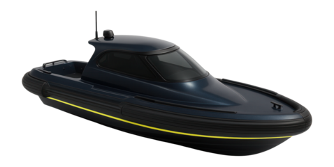 Compact police watercraft with side-mounted fenders and visible insignia