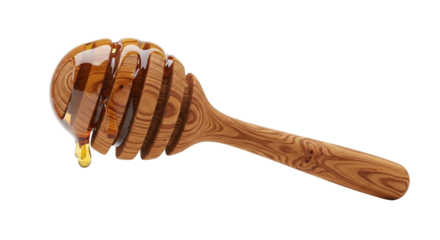 wooden honey dipper or a honey stirrer on a Transparent Background