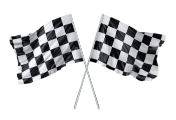 Two checkered racing flags crossed