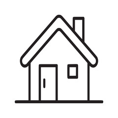 Simple house outline with a door a window and a chimney isolated on a white background drawing