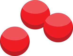 Three glossy red spheres are arranged dynamically against a clean white backdrop, forming an engaging visual