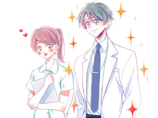 看護師と医者　横並び　恋