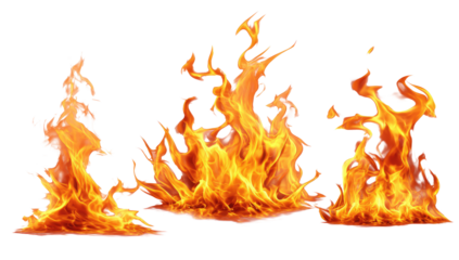 Fiery flames in various shapes against a black background
