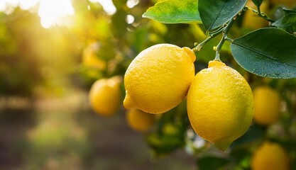 Lemons Hanging on a Tree Branch