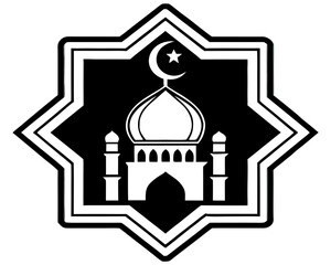 Obraz premium Islamic mosque emblem with crescent moon and star