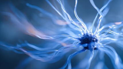 Abstract Neural Network Visualization: Complex Interconnected System with Blue Tones for Science and Technology Concepts