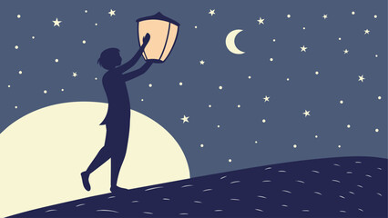 girl and moon