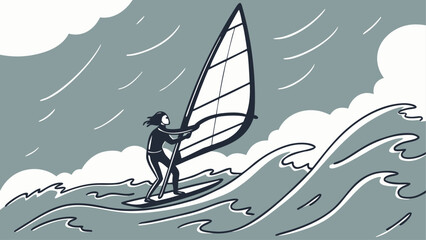 surfing on the sea