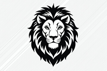 Fototapeta premium Detailed monochrome lion portrait displays intricate fur details 