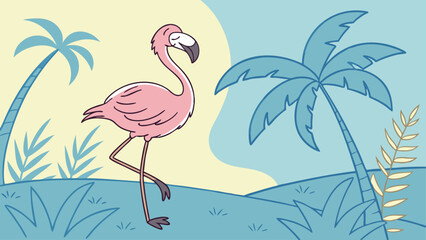 flamingo on the beach