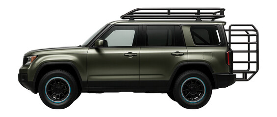 Rapid deployment vehicle with rear storage rack and roof rails