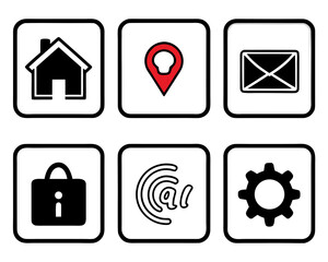 Set of six modern flat icons for web and mobile applications
